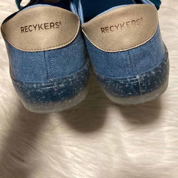 ANTHROPOLOGIE BY RECYKERS CAMDEN BLUE CANVAS LACE UP SNEAKERS SHOES WOMEN 40 - Picture 5 of 7